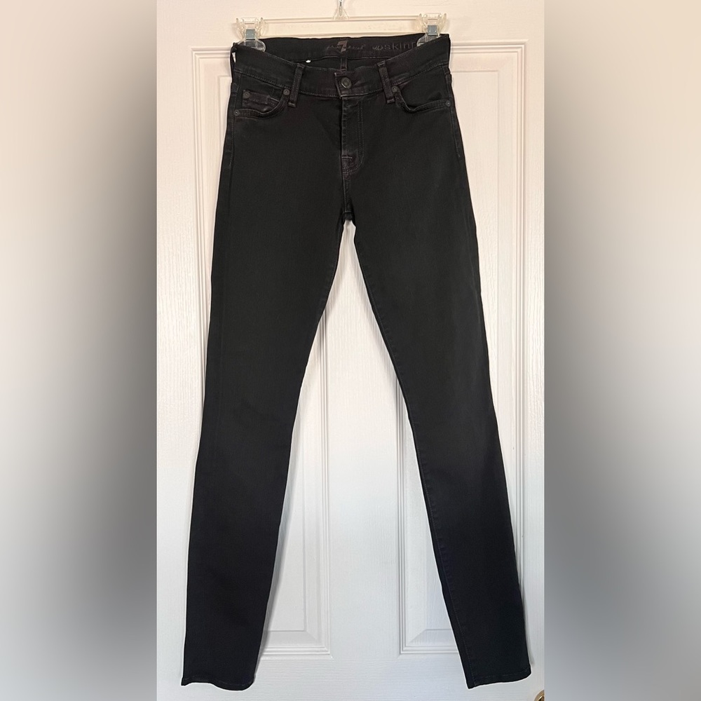7 For All Mankind 7FAM Black The Skinny Jeans Size 24 $148
